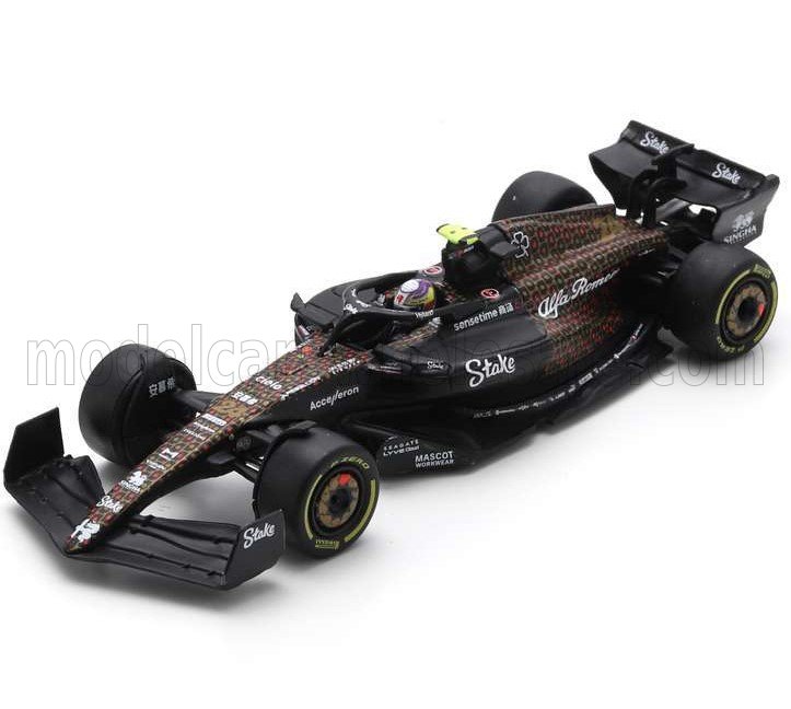 ALFA ROMEO F1 C43 TEAM STAKE #24 LAS VEGAS USA GP (2023) GUANYU ZHOU, BLACK BROWN (ДЛИНА МОДЕЛИ 6-10 СМ)