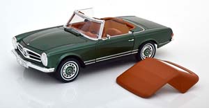 MERCEDES 280 SL W113 WITH REMOVABLE SOFTTOP 1963-1971 GREEN METALLIC/BROWN — фото 5