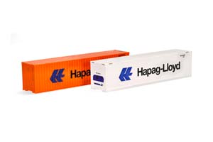 TRAILER КОМПЛЕКТ КОНТЕЙНЕРОВ 2ШТ 40 ФУТОВ. HAPAG LLOYD БЕЛЫЙ-ОРАНЖЕВЫЙ (ДЛИНА МОДЕЛИ 3-5 СМ)