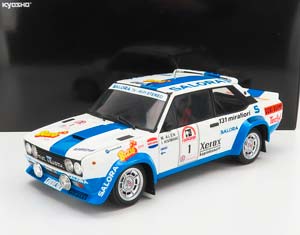 FIAT 131 ABARTH #1 WINNER RALLY 1000 LAKES 1980 M.ALEN - I.KIVIMAKI, WHITE BLUE