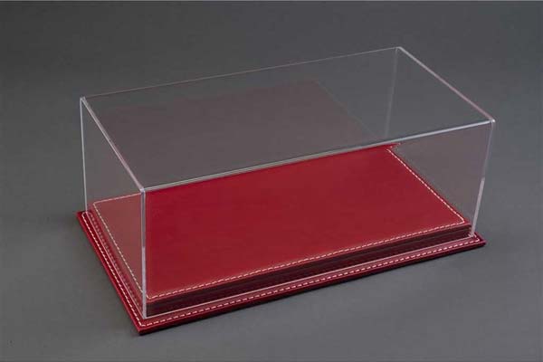 БОКС-ВИТРИНА ДЛЯ МОДЕЛЕЙ 1:12 RED LEATHER НАТУРАЛЬНАЯ КОЖА КРАСНАЯ (510X240X180 ММ)
