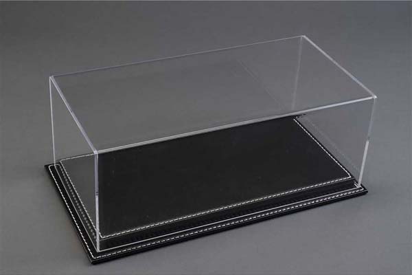 БОКС-ВИТРИНА ДЛЯ МОДЕЛЕЙ 1:12 BLACK LEATHER НАТУРАЛЬНАЯ КОЖА ЧЕРНАЯ (510X240X180 ММ)