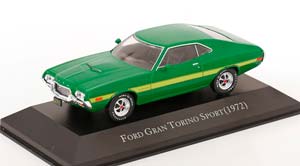 FORD GRAN TORINO SPORT 1972 GREEN YELLOW ACRYLBOX COULD BE DAMAGED / ФОРД ГРАН ТОРИНО СПОРТ ЗЕЛЕНЫЙ ЖЕЛТЫЙ АКРИЛОВЫЙ БОКС МОЖЕТ БЫТЬ ПОВРЕЖДЕН
