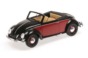 VW VOLKSWAGEN KAFER 1200 HEBMULLER CONVERTIBLE 1949 BLACK/DARK RED