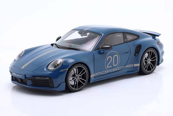 PORSCHE 911 (992) TURBO S SPORT DESIGN 2021 BLUE SILVER
