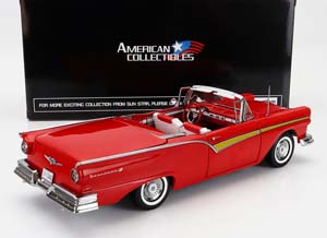 FORD FAIRLANE 500 SKYLINER CABRIOLET OPEN 1957, FLAME RED — фото 2