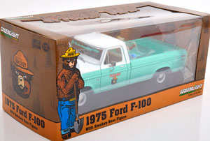 FORD F-100 ПИКАП ONLY YOU CAN PREVENT WILDFIRES C ФИГУРКОЙ МЕДВЕДЯ 1975 FOREST SERVICE GREEN — фото 9