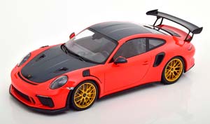 PORSCHE 911 (991 II) GT3 RS WEISSACH PACKAGE WITH GOLD RIMS 2019 ORANGE CARBON-GREY