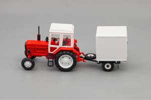 TRACTOR MTZ-82 WHITH TRAILER (USSR RUSSIA) RED/WHITE | ТРАКТОР МТЗ-82 С ПРИЦЕПОМ БУДКА БЕЛЫЙ/КРАСНЫЙ (МЕТАЛЛ) — фото 3