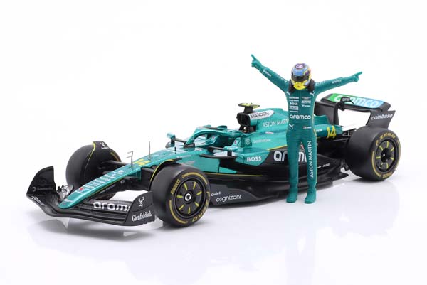ASTON MARTIN AMR25 #14 FORMULA 1 2025 WITH FIGURE FERNANDO ALONSO / АСТОН МАРТИН AMR25 ФОРМУЛА-1 ФИГУРКА ФЕРНАНДО АЛОНСО