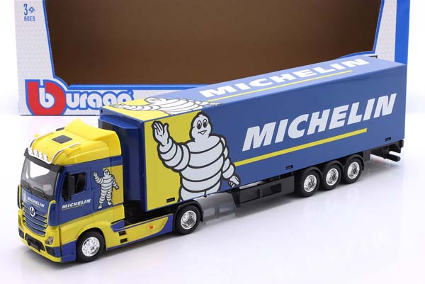 MERCEDES-BENZ ACTROS GIGASPACE WITH SEMI-TRAILER MICHELIN / МЕРСЕДЕС-БЕНЦ АКТРОС ГИГАСПАКЕ СЕМИ-ТРАЙЛЕР МИЧЕЛИН СИНИЙ ЖЕЛТЫЙ БЕЛЫЙ — фото 3