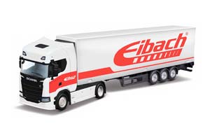 SCANIA S730 HIGHLINE СЕДЕЛЬНЫЙ ТЯГАЧ С ПОЛУПРИЦЕПОМ И КОНТЕЙНЕРОМ EIBACH, БЕЛЫЙ С КРАСНЫМ