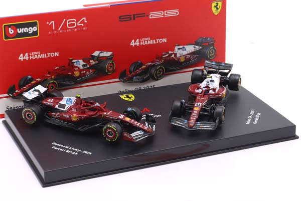 2-CAR SET FERRARI SF-25 #44 FORMULA 1 2025 LEWIS HAMILTON / НАБОР ИЗ 2 МОДЕЛЕЙ ФЕРРАРИ SF-25 ФОРМУЛА-1 ЛЬЮИС ХЭМИЛТОН — фото 3