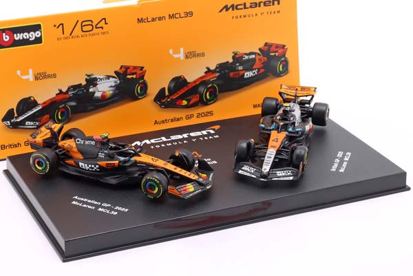 2-CAR SET MCLAREN MCL39 #4 FORMULA 1 WORLD CHAMPION 2025 LANDO NORRIS / НАБОР ИЗ 2 МОДЕЛЕЙ МАКЛАРЕН MCL39 ФОРМУЛА-1 ЧЕМПИОН МИРА ЛАНДО НОРРИС — фото 3