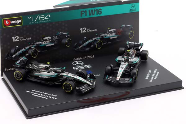 2-CAR SET MERCEDES-AMG F1 W16 E #12 FORMULA 1 2025 KIMI ANTONELLI / НАБОР ИЗ 2 МОДЕЛЕЙ МЕРСЕДЕС-АМГ ФОРМУЛА-1 W16 КИМИ АНТОНЕЛЛИ — фото 3