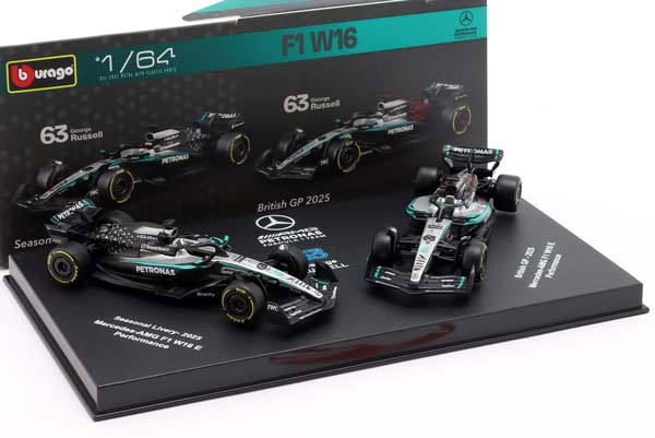 2-CAR SET MERCEDES-AMG F1 W16 #63 FORMULA 1 2025 GEORGE RUSSELL / НАБОР ИЗ 2 МОДЕЛЕЙ МЕРСЕДЕС-АМГ ФОРМУЛА-1 W16 ДЖОРДЖ РАССЕЛЛ — фото 3
