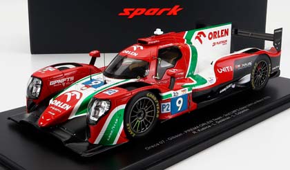 ORECA GIBSON 07 GK428 4.2L V8 TEAM PREMA ORLEN #9 2ND LMP2 CLASS 24H LE MANS (2022) R.KUBICA - L.DELETRAZ - L.COLOMBO - CON VETRINA - WITH SHOWCASE, RED WHITE GREEN