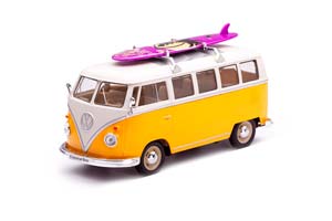 VW VOLKSWAGEN T1 BUS 1962 ЖЕЛТЫЙ С БЕЛЫМ СЕРФИНГ НА КРЫШЕ