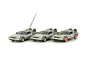 DELOREAN DMC-12 3-MODEL SET FROM THE BACK TO THE FUTURE PT.I, PT.II, PT.III TRILOGY 