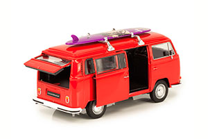 VW VOLKSWAGEN BUS T2 1972 RED WITH SURF BOARD — фото 3