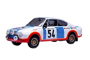 SKODA 130RS TEAM SKODA NIGHT VERSION N 54 RALLY MONTECARLO 1977 SVATOPLUK KVAIZAR - JIRI KOTEK, WHITE BLUE RED