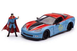 CHEVROLET CORVETTE С ФИГУРКОЙ MARVEL ДОКТОР СТРЭНДЖ, ГОЛУБОЙ С КРАСНЫМ