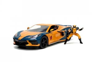 CHEVROLET CORVETTE С ФИГУРКОЙ MARVEL ЛЮДИ ИКС, ЖЕЛТЫЙ С СИНИМ
