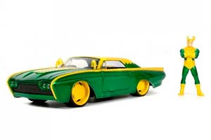 FORD THUNDERBIRD 1963 С ФИГУРКОЙ MARVEL ЛОКИ ЗЕЛЕНЫЙ С ЖЕЛТЫМ — фото 1