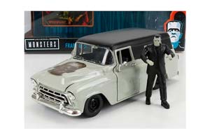 CHEVROLET SUBURBAN WITH FRANKENSTEIN FIGURE 1957, GREY BLACK