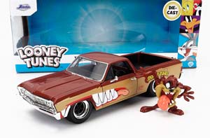 CHEVROLET EL CAMINO PICK-UP WITH TANZMANIAN DEVIL FIGURE LOONEY TUNES 1967, 2 TONE BROWN