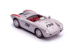 PORSCHE 550 SPYDER 1955 #130 СЕРЕБРИСТЫЙ МЕТАЛЛИК С КРАСНЫМ — фото 3