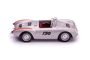 PORSCHE 550 SPYDER 1955 #130 СЕРЕБРИСТЫЙ МЕТАЛЛИК С КРАСНЫМ — фото 8