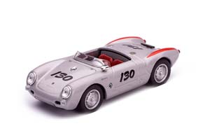 PORSCHE 550 SPYDER 1955 #130 СЕРЕБРИСТЫЙ МЕТАЛЛИК С КРАСНЫМ