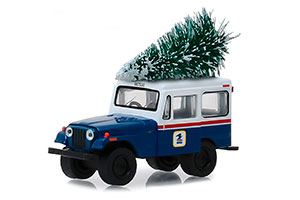 JEEP DJ-5 UNITED STATES POSTAL SERVICE (USPS) 1972 BLUE-WHITE | JEEP DJ-5 С РОЖДЕСТВЕНСКОЙ ЕЛКОЙ (ДЛИНА МОДЕЛИ 6-10 СМ) — фото 1