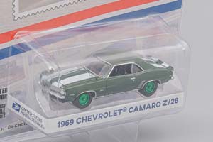 CHEVROLET CAMARO Z28 "UNITED STATES POSTAL SERVICE USPS" 1969 GREEN WITH WHITE STRIPES (ДЛИНА МОДЕЛИ 6-10 СМ) — фото 2