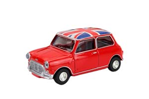 MINI COOPER S WITH UK ENGLISH FLAG (1964), RED WHITE BLUE
