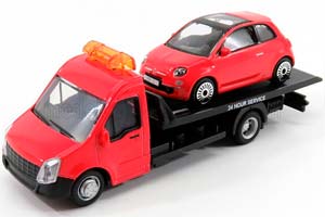 MERCEDES-BENZ SPRINTER SOCCORSO STRADALE WITH FIAT NUOVA 500 (2007) - CARRO ATTREZZI - WRECKER ROAD SERVICE, RED