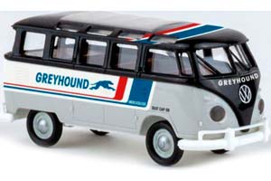 VW VOLKSWAGEN SAMBA GREYHOUND 1960 ЧЕРНЫЙ (ДЛИНА МОДЕЛИ 3-5 СМ)