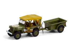 JEEP WILLYS 4X4 С ПРИЦЕПОМ 1/4 TON 1943 (ДЛИНА МОДЕЛИ 6-10 СМ)