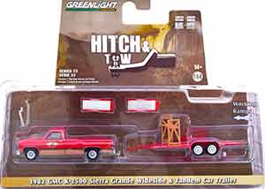 GMC K-2500 SIERRA GRANDE WIDESIDE WITH TANDEM CAR TRAILER RED/BRAUN (ДЛИНА МОДЕЛИ 6-10 СМ)