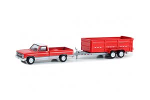 CHEVROLET SCOTTSDALE K20 С ПРИЦЕПОМ-САМОСВАЛОМ 1983 RED (ДЛИНА ПРИМЕРНО 15 СМ)
