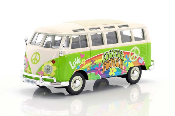 VOLKSWAGEN VW T1 SAMBA BUS HIPPIE LINE FLOWER POWER BRIGHT GREEN AND WHITE / ФОЛЬКСВАГЕН T1 САМБА ХИППИ ЛАЙН ФЛАУЭР ПАУЭР ЯРКО-ЗЕЛЕНЫЙ С БЕЛЫМ