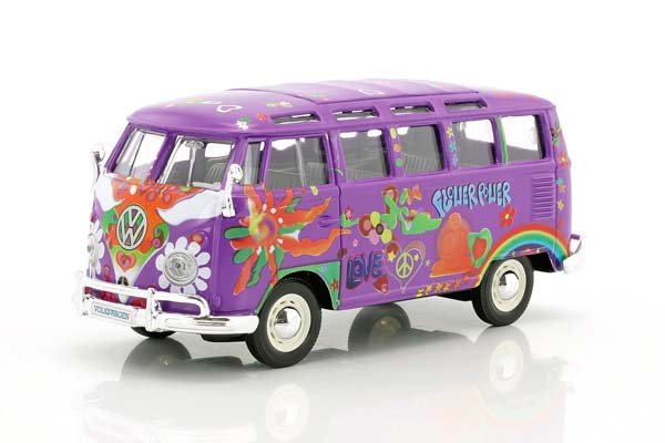 VOLKSWAGEN VW T1 SAMBA BUS HIPPIE LINE FLOWER POWER PURPLE / ФОЛЬКСВАГЕН T1 САМБА ХИППИ ЛАЙН ФЛАУЭР ПАУЭР ФИОЛЕТОВЫЙ