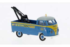 VW VOLKSWAGEN T1B ЭВАКУАТОР VARTA 1960 СИНИЙ С ЖЕЛТЫМ И СЕРЫМ (ДЛИНА МОДЕЛИ 3-5 СМ)