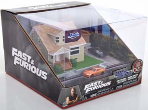 TOYOTA SUPRA AND DODGE CHARGER FAST & FURIOUS SET WITH TORETTO HOUSE (ДЛИНА МОДЕЛИ 6-10 СМ)