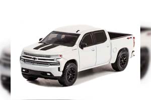 CHEVROLET SILVERADO RST RALLY EDITION (2020), SUMMIT WHITE/BLACK STRIPES (ДЛИНА МОДЕЛИ 6-10 СМ)
