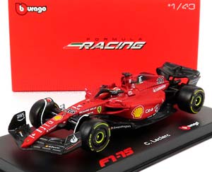 FERRARI F1-75 SCUDERIA FERRARI №16 SEASON 2022 CHARLES LECLERC WITH HELMET AND PLASTIC SHOWCASE - EXCLUSIVE CARMODEL, RED