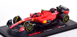 FERRARI F1 SF-23 TEAM SCUDERIA FERRARI №55 SEASON 2023 CARLOS SAINZ - WITH PILOT AND SHOWCASE - EXCLUSIVE CARMODEL, RED BLACK