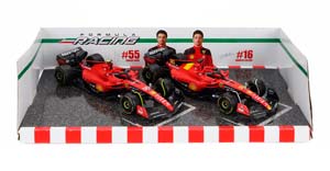 FERRARI SET F1 2X SF-23 TEAM SCUDERIA FERRARI №16 SEASON 2023 CHARLES LECLERC + №55 SEASON 2023 CARLOS SAINZ, RED BLACK