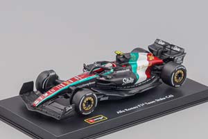 ALFA ROMEO F1 C43 TEAM STAKE N24 MONZA ITALY GP 2023 GUANYU ZHOU - WITH PILOT AND SHOWCASE, BLACK RED WHITE GREEN